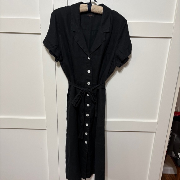 Quince Linen Shirt Dress - Black Great Condition - Picture 1 of 4
